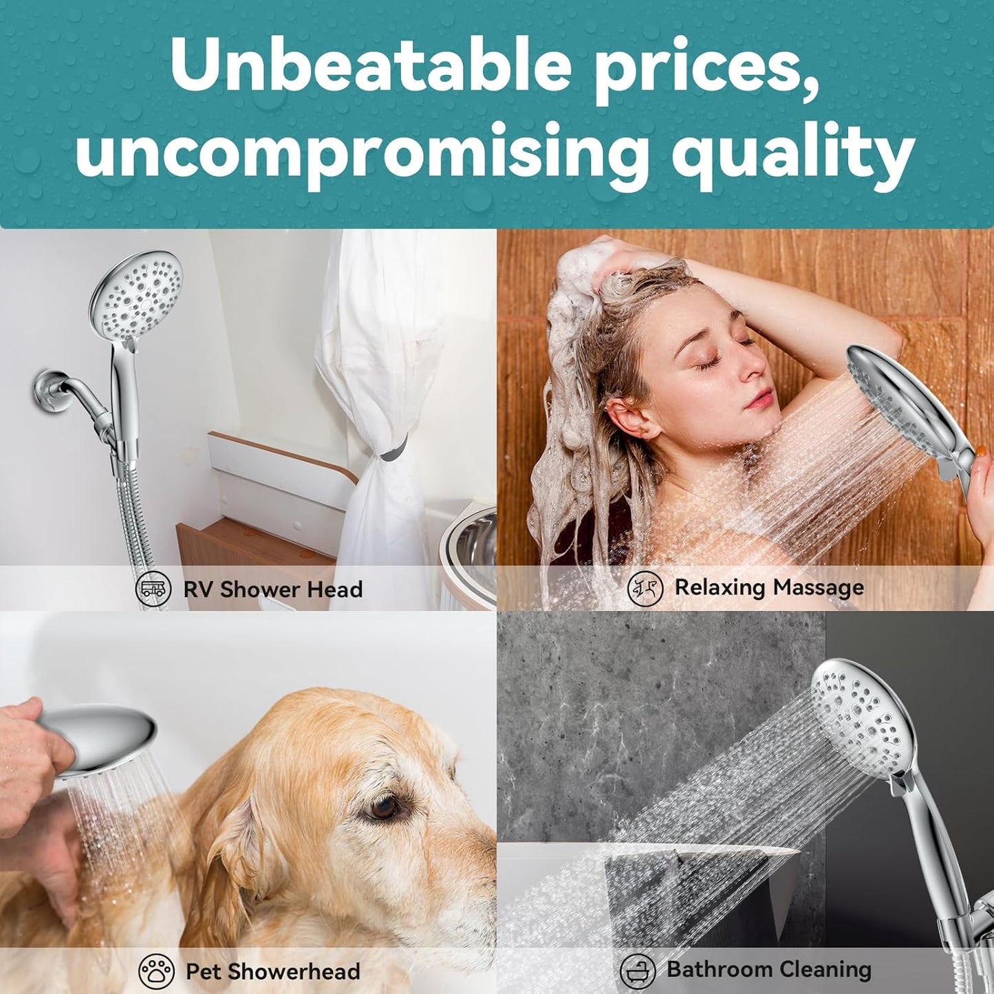 Spa-Style Handheld Shower with Multiple Spray Options & Durable Hose