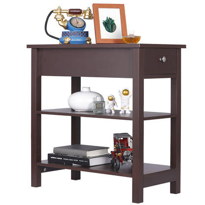 Open End Table Narrow Side Table Slim End Table for Living Room Bedroom Brown
