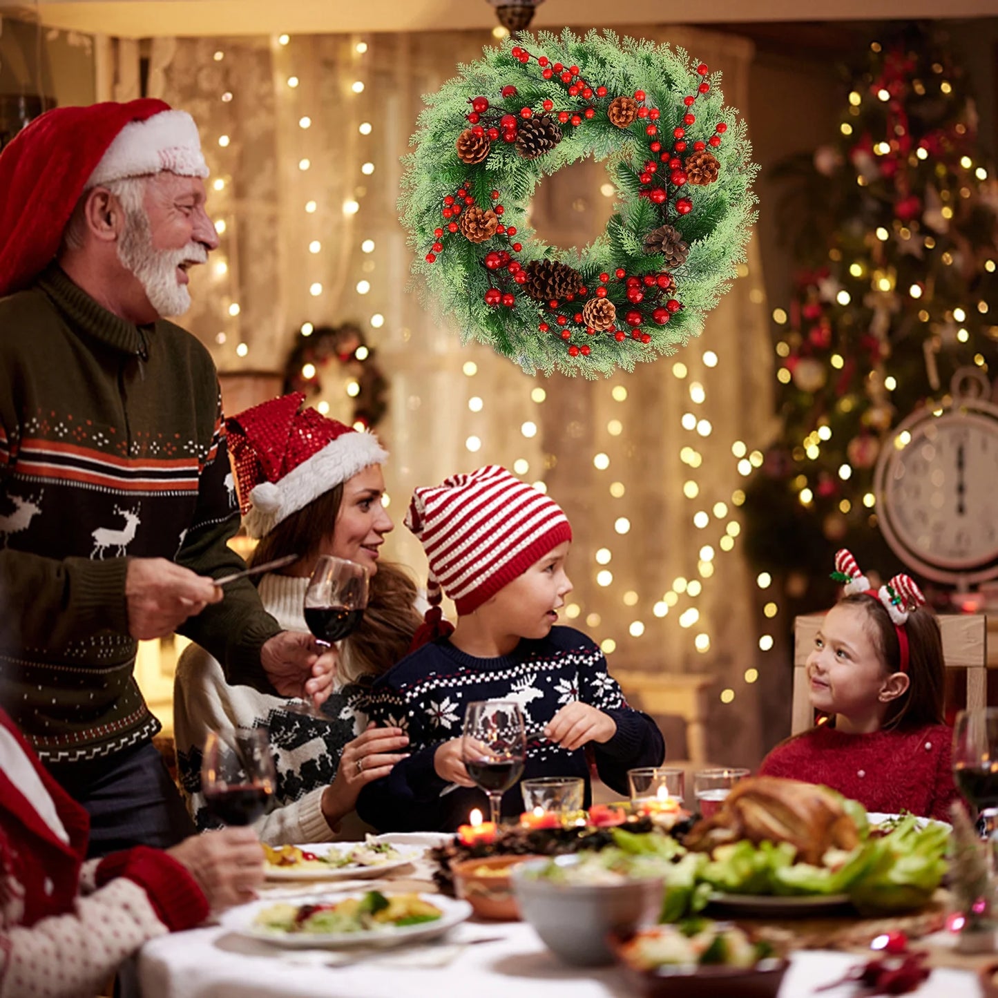 18-Inch Artificial Christmas Wreath for Indoor/Outdoor Holiday and Party Decor