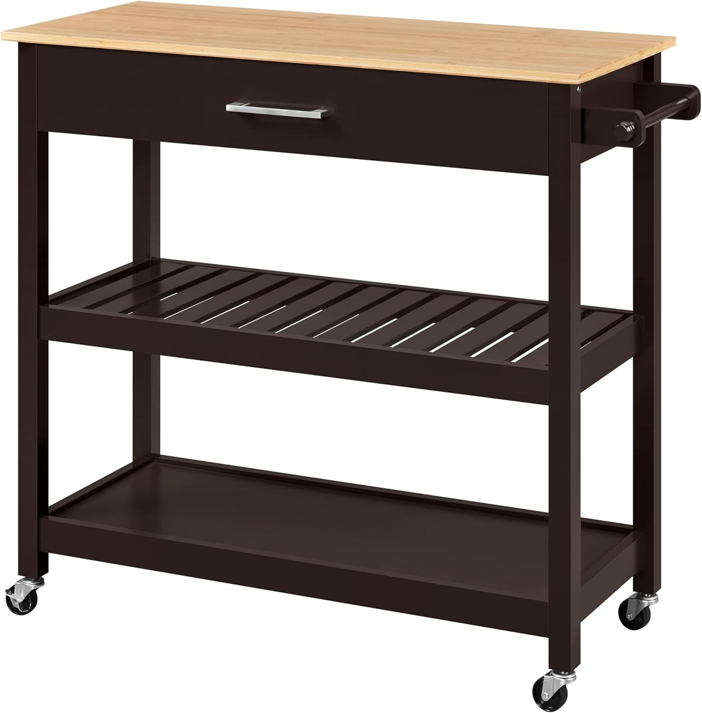 Kitchen Island Cart with 3-Tier Storage and Wheels