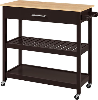 Kitchen Island Cart with 3-Tier Storage and Wheels