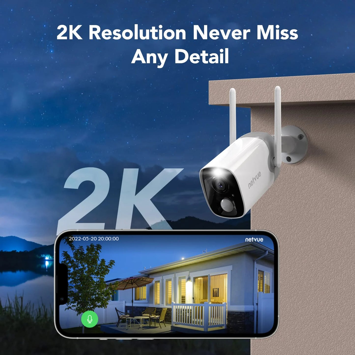 Smart Outdoor WiFi Camera with 2K & Solar Panel