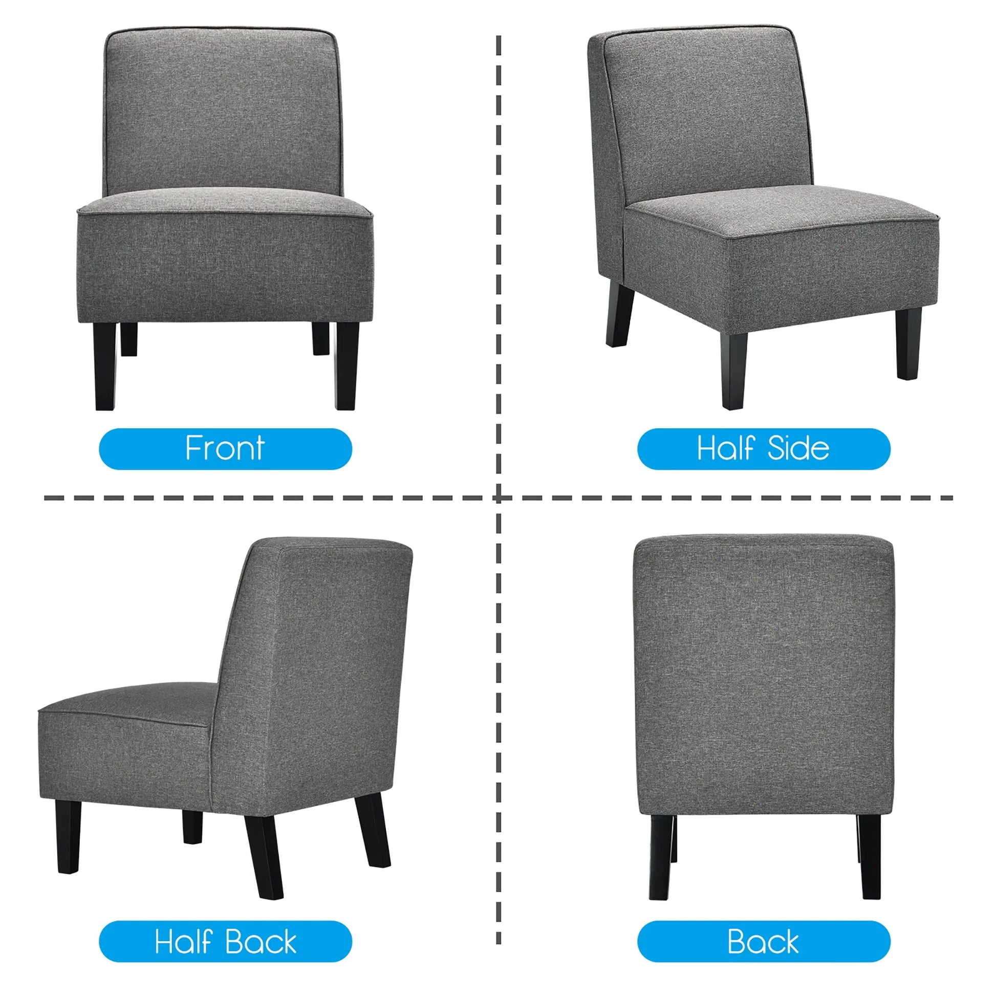 Cozy Armless Accent Chair – Gray Upholstery