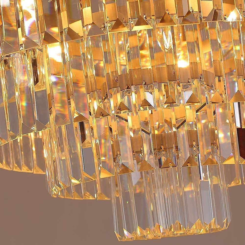 Elegant 7-Tier Crystal Chandelier, 17-Light Nickel Finish