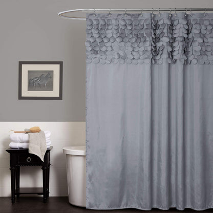 Lillian Shower Curtain | Textured Shimmer Circle Design Bathroom, 72” X 72”, Turquoise