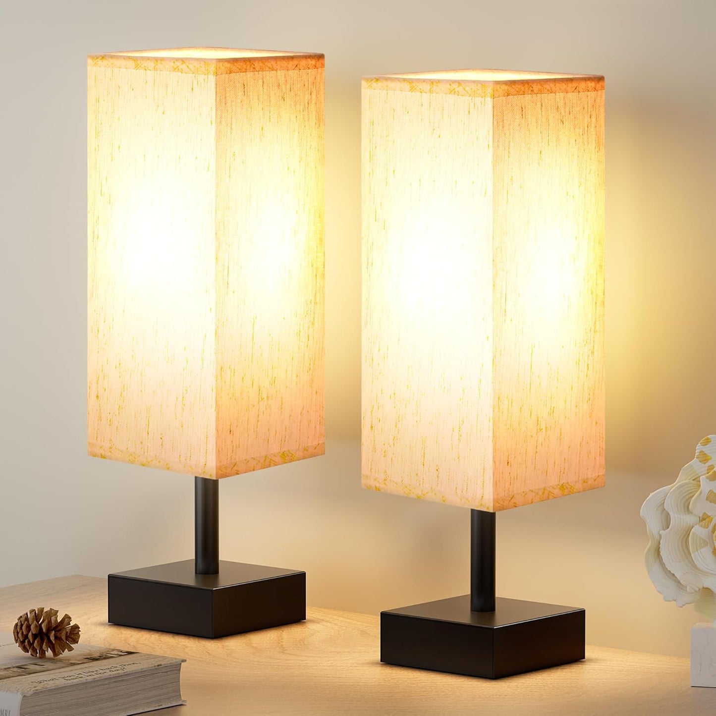 Sleek and Stylish Minimalist Table Lamp - Perfect Bedside and Office Lighting with Elegant Square Linen Shade