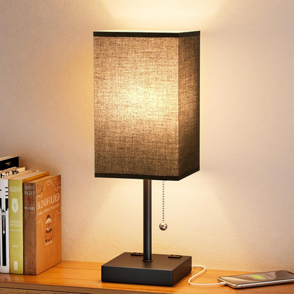 Sleek and Stylish Minimalist Table Lamp - Perfect Bedside and Office Lighting with Elegant Square Linen Shade