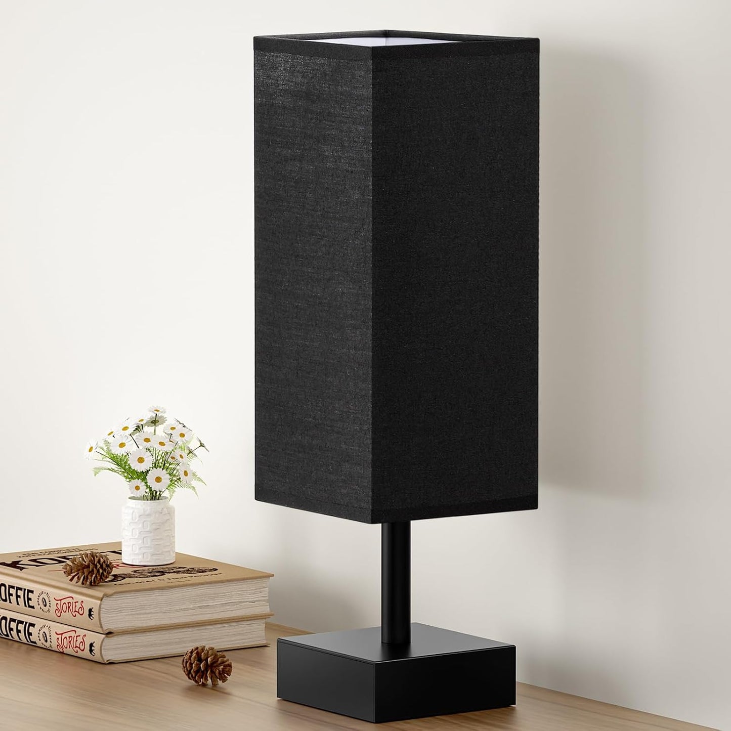 Sleek and Stylish Minimalist Table Lamp - Perfect Bedside and Office Lighting with Elegant Square Linen Shade
