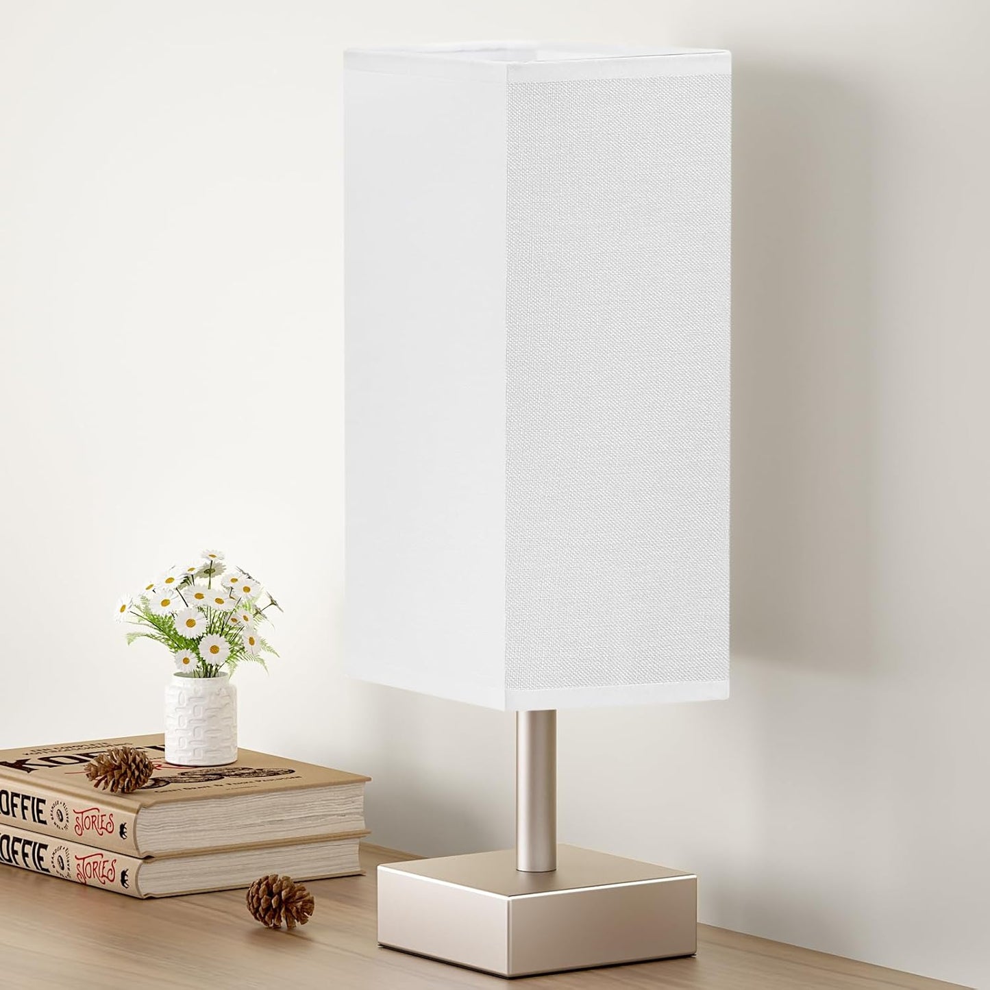 Sleek and Stylish Minimalist Table Lamp - Perfect Bedside and Office Lighting with Elegant Square Linen Shade