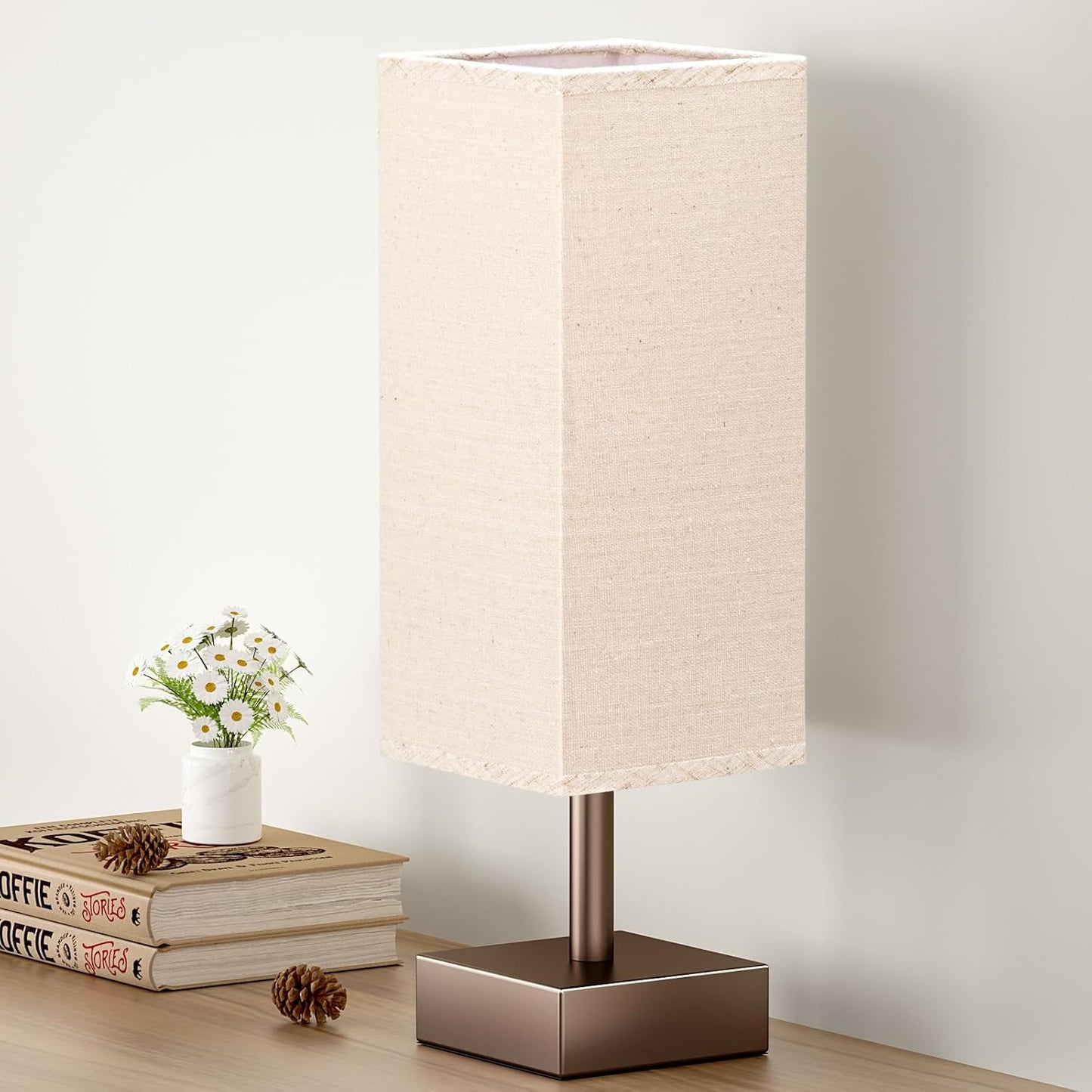 Sleek and Stylish Minimalist Table Lamp - Perfect Bedside and Office Lighting with Elegant Square Linen Shade