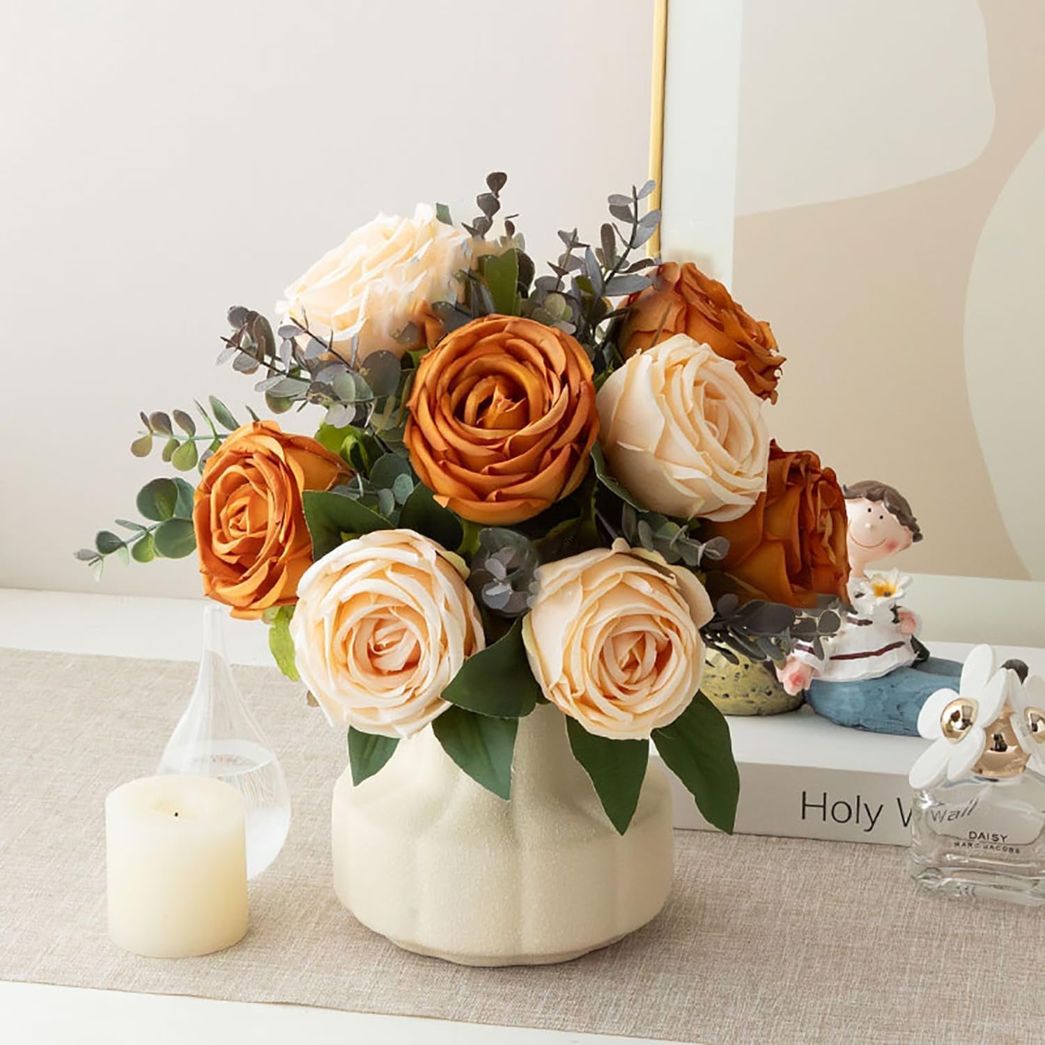 Artificial Hydrangea Flower Arrangements in Vase for Home, Garden, Party, and Wedding Centerpieces