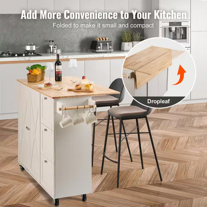 Kitchen Island Cart with Storage and Mobility