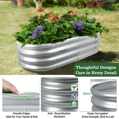 Tramull Oval Metal Planter Box - Ideal for Vegetables and Effortless DIY Assembly for Your Gardening Journey