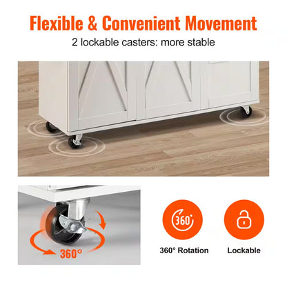 Kitchen Island Cart with Storage and Mobility