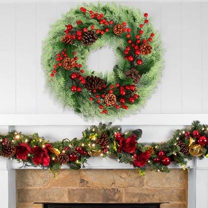 18-Inch Artificial Christmas Wreath for Indoor/Outdoor Holiday and Party Decor