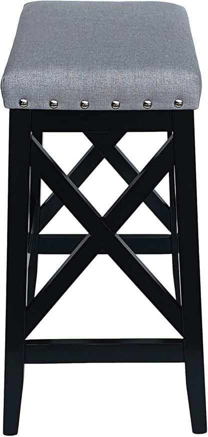 Blair Contemporary Farmhouse Upholstered Fabric Barstools - Set of 2