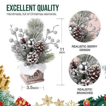 Miniature Silver Christmas Tree with Ornaments 
