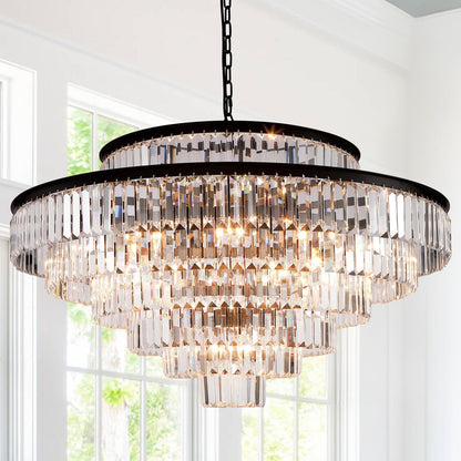 Elegant 7-Tier Crystal Chandelier, 17-Light Nickel Finish