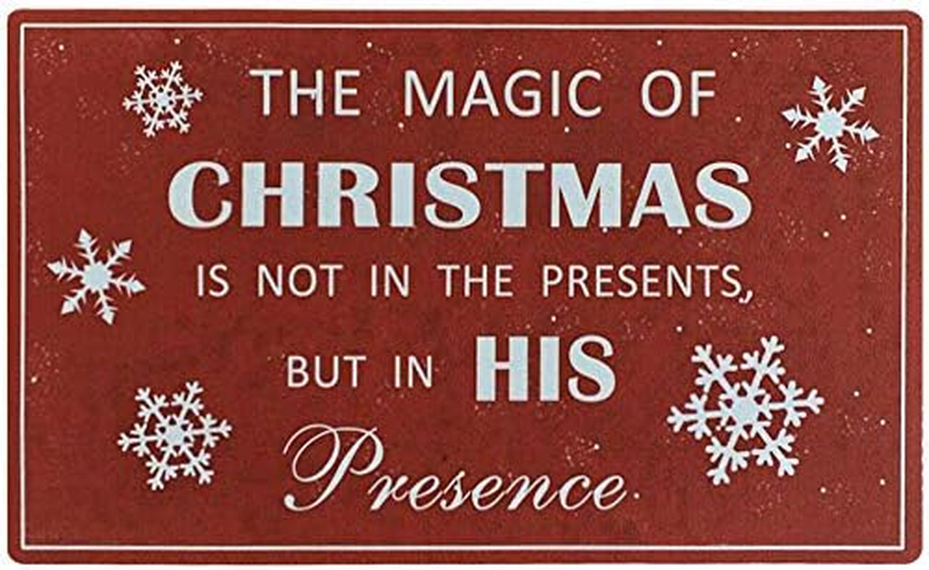 Red Christmas Doormat - Decorative Holiday Welcome Mat with Snowflake Design for Indoor/Outdoor Use, Non-Slip, 17x29 Inches