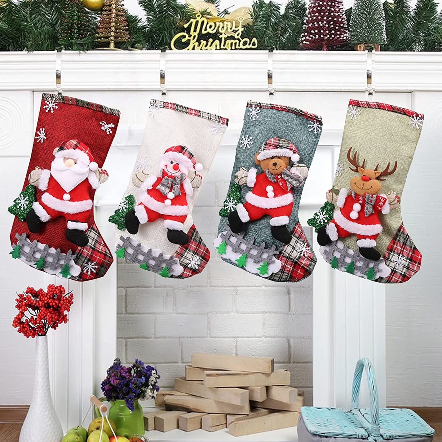 Set of 4 Large 18" Christmas Stockings 