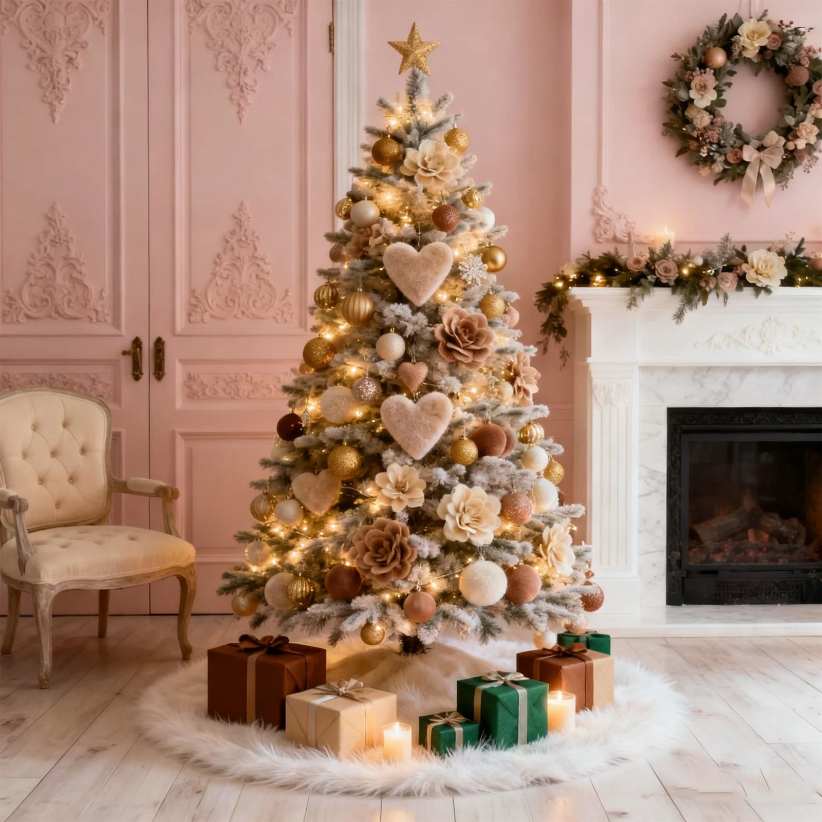 30-Inch Faux Fur Christmas Tree Skirt - Plush Winter Holiday Mat in Snowy White