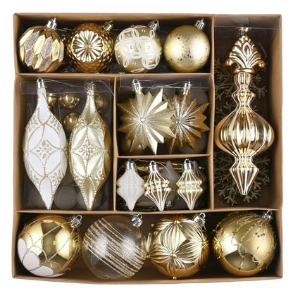 80-Ct Shatterproof Christmas Ornaments Set in White Gold for Tree Decoration