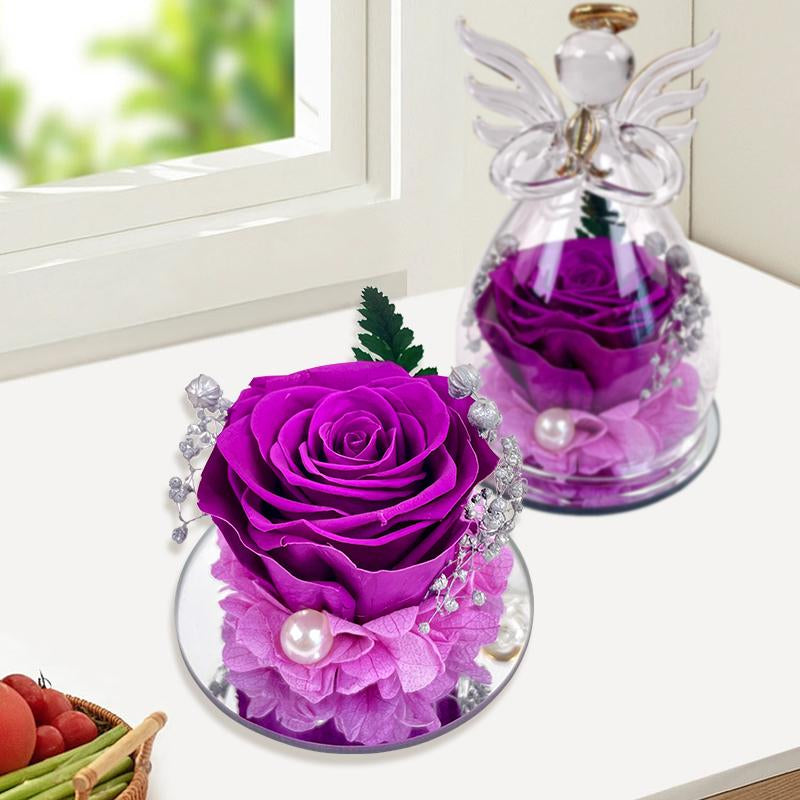 Preserved Rose in Glass Dome - Ideal Gift for Mother's Day, Romantic Occasions, and Home Decor Elegance