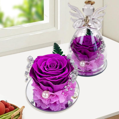 Preserved Rose in Glass Dome - Ideal Gift for Mother's Day, Romantic Occasions, and Home Decor Elegance