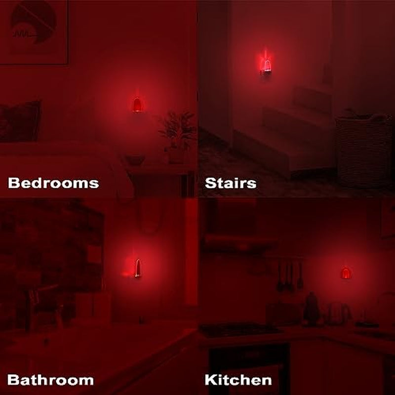 0.5W Plug in Light Sensor LED Red Night Light for Bedroom, Bathroom, Kitchen,