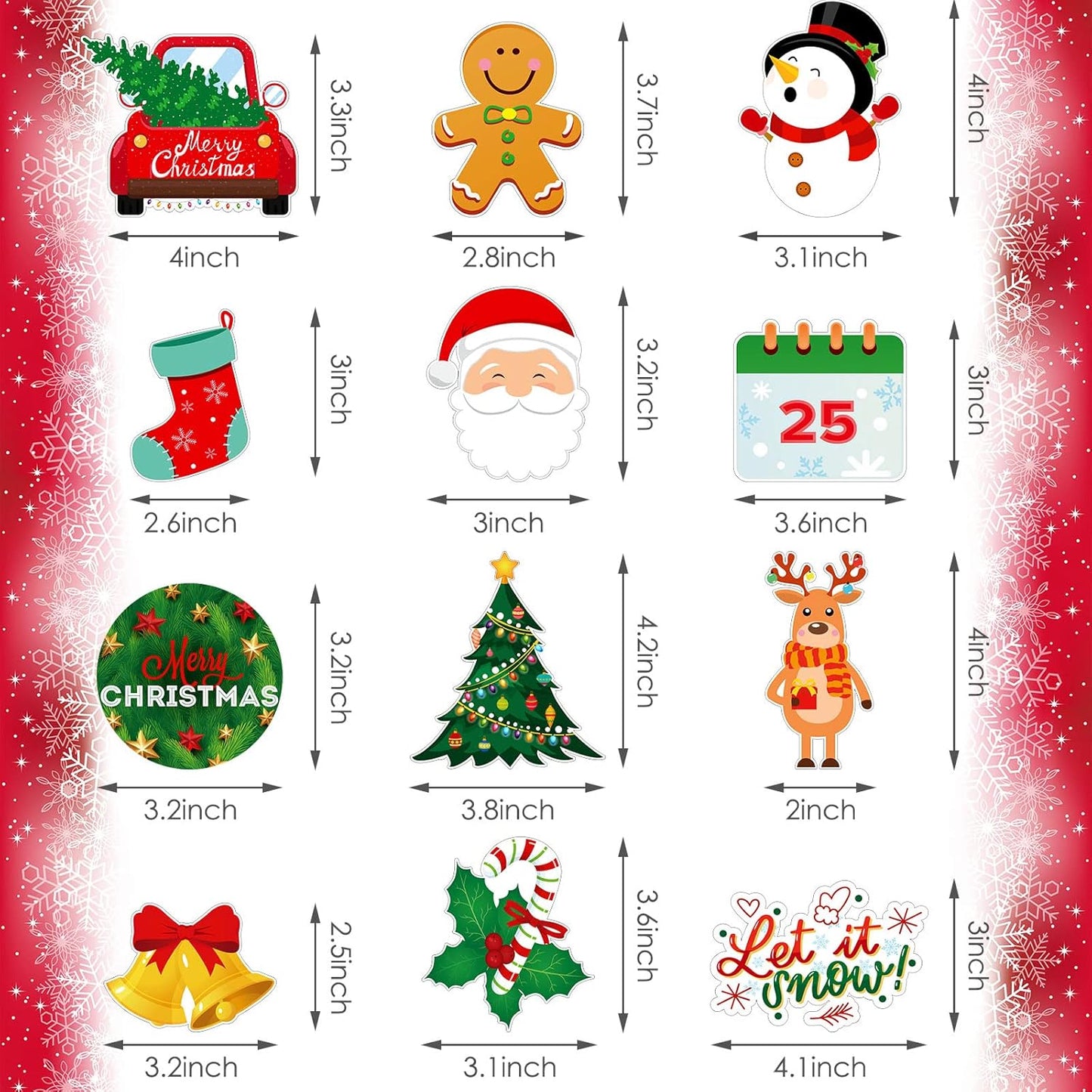 12-Piece Holiday Refrigerator Magnet Set  for Kitchen, Home, Office, and Locker Decor