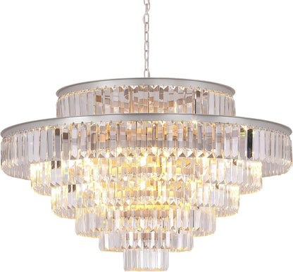 Elegant 7-Tier Crystal Chandelier, 17-Light Nickel Finish