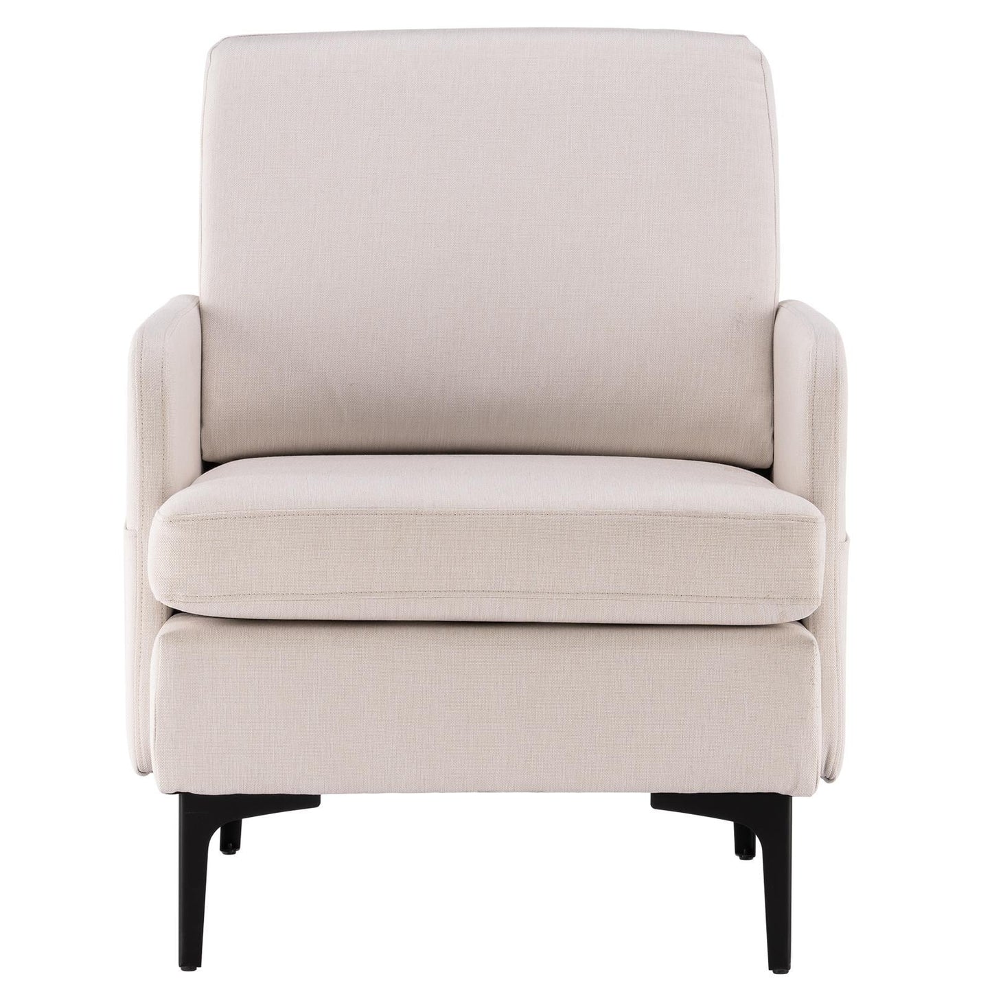 Elegant Mid-Century Linen Chair – Comfortable Beige Accent