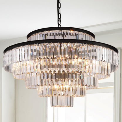 Elegant 7-Tier Crystal Chandelier, 17-Light Nickel Finish