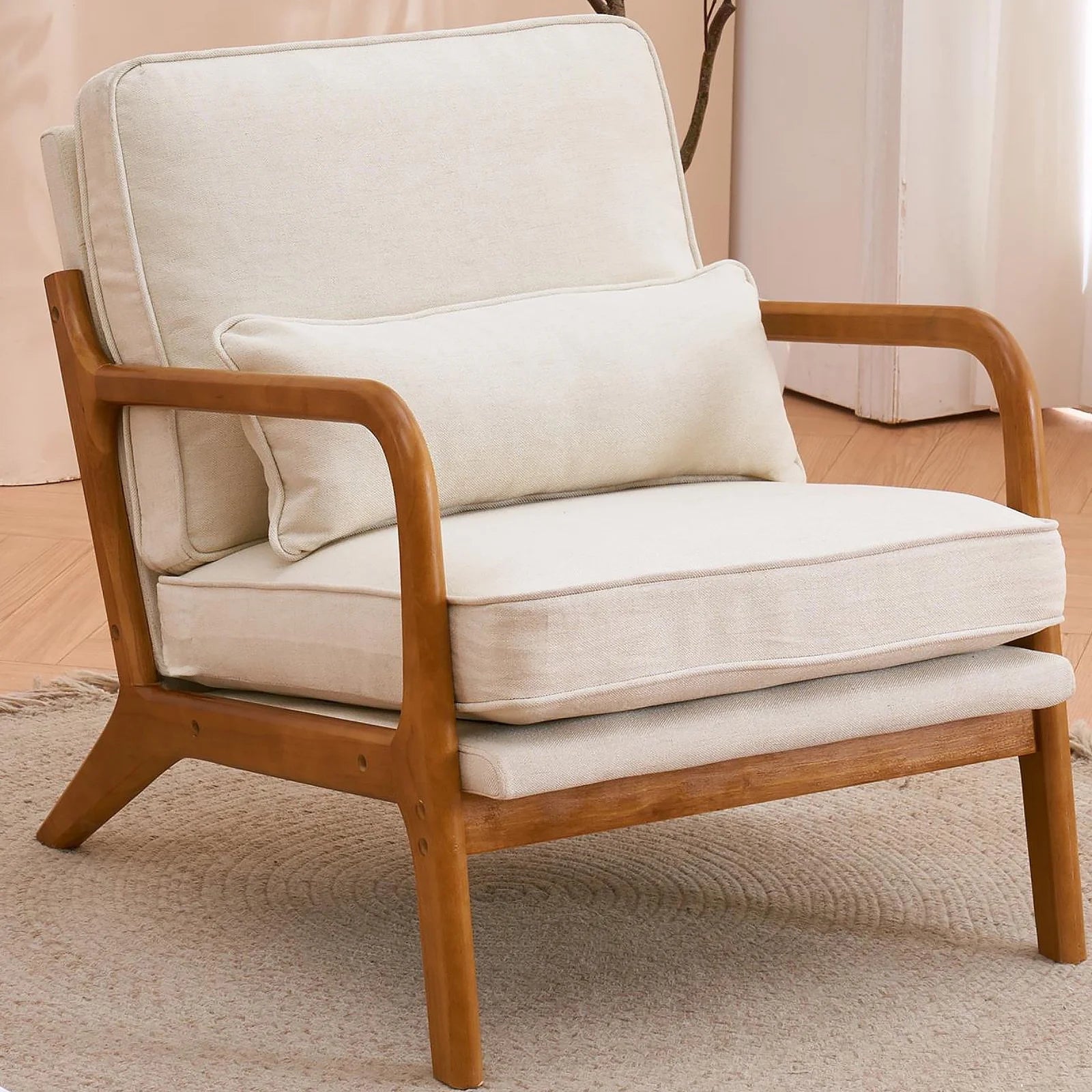 Modern Teddy Velvet Accent Chair with Wood Frame