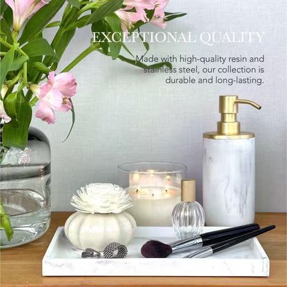 Elegant 5-Piece Bathroom Set – Antique Brass Finish with Tray & Soap Dispenser