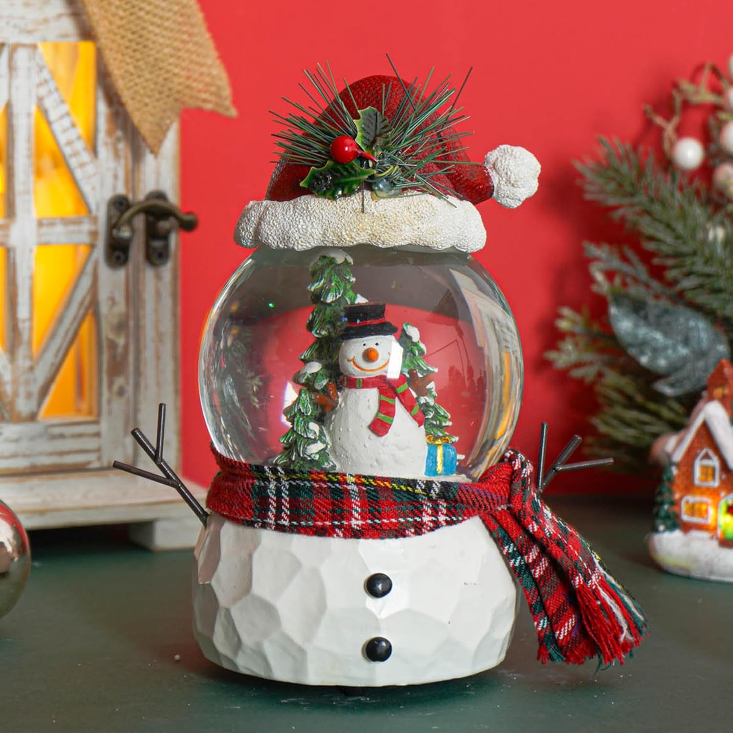 Musical Snow Globe with Glitter Snowman Ornament - Featuring "We Wish You a Merry Christmas