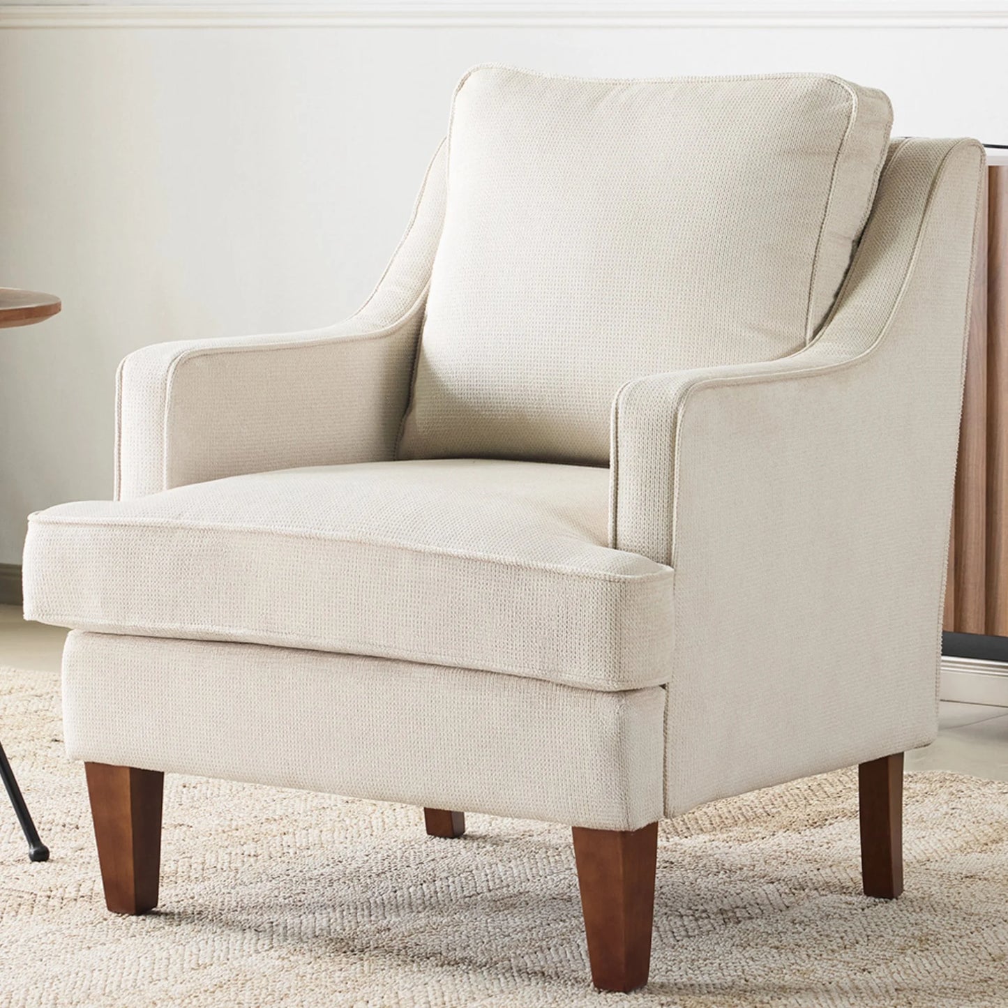 Cozy Linen Armchair with Handy Side Bag