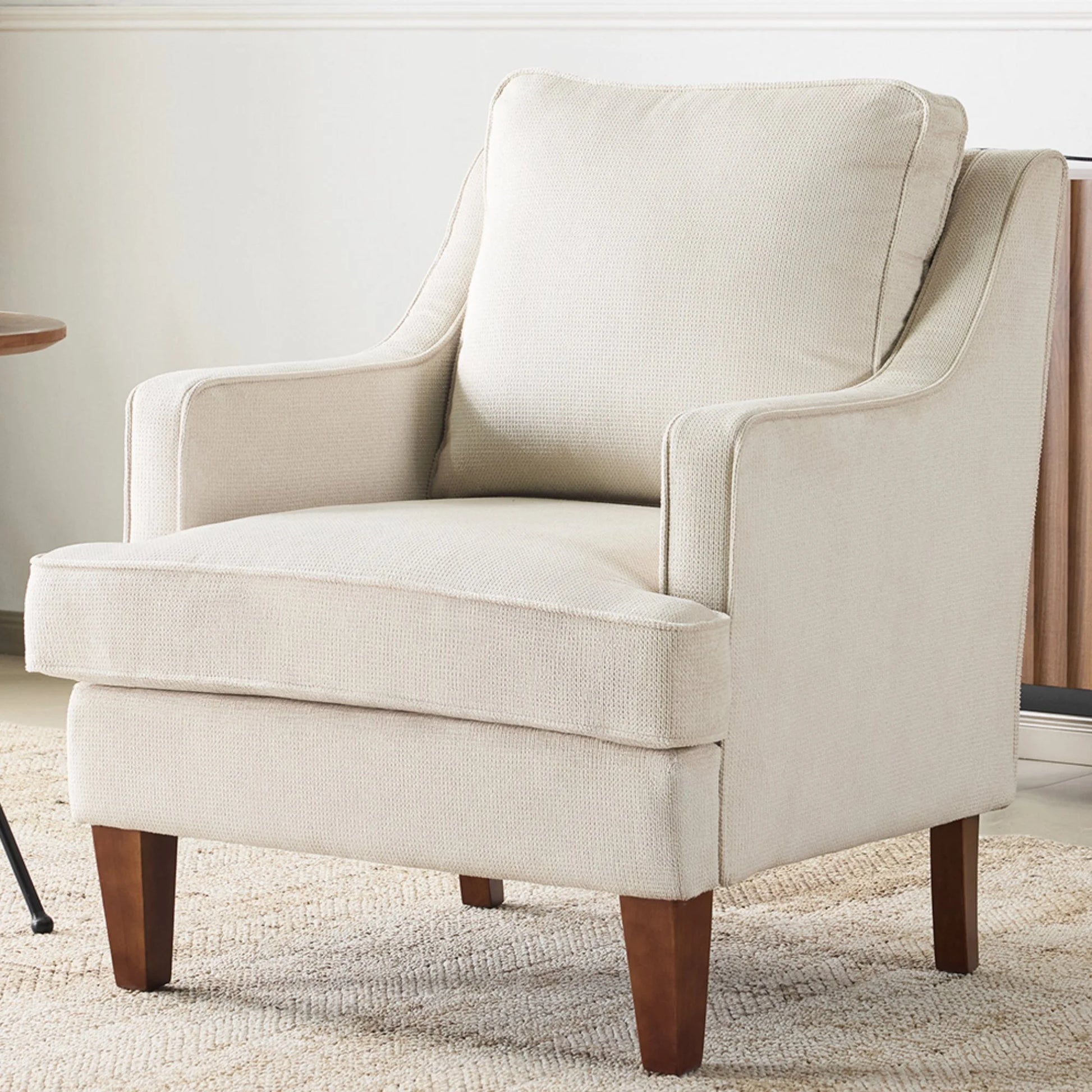 Cozy Linen Armchair with Handy Side Bag