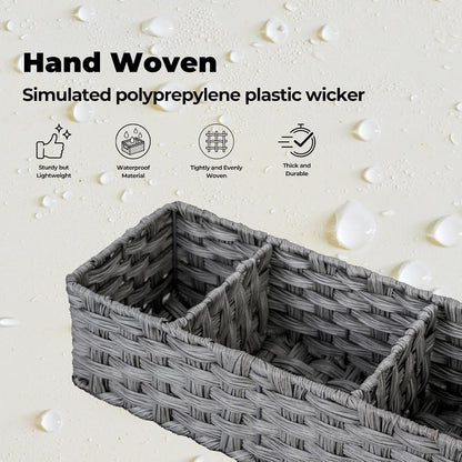 Set of 2 Gray Wicker Toilet Tank Trays – Compact Bathroom Storage