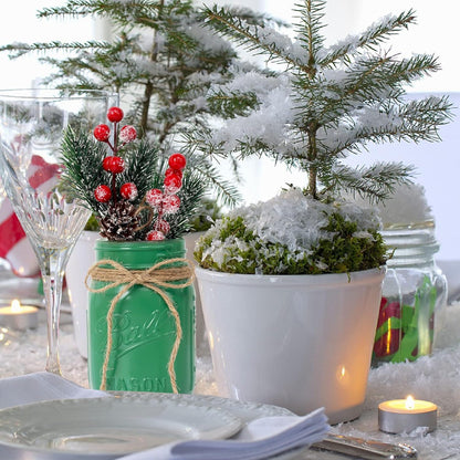 3-Piece Christmas Centerpiece Set: Mason Jar Table Decorations for Home and Coffee Tables