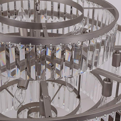 Elegant 7-Tier Crystal Chandelier, 17-Light Nickel Finish