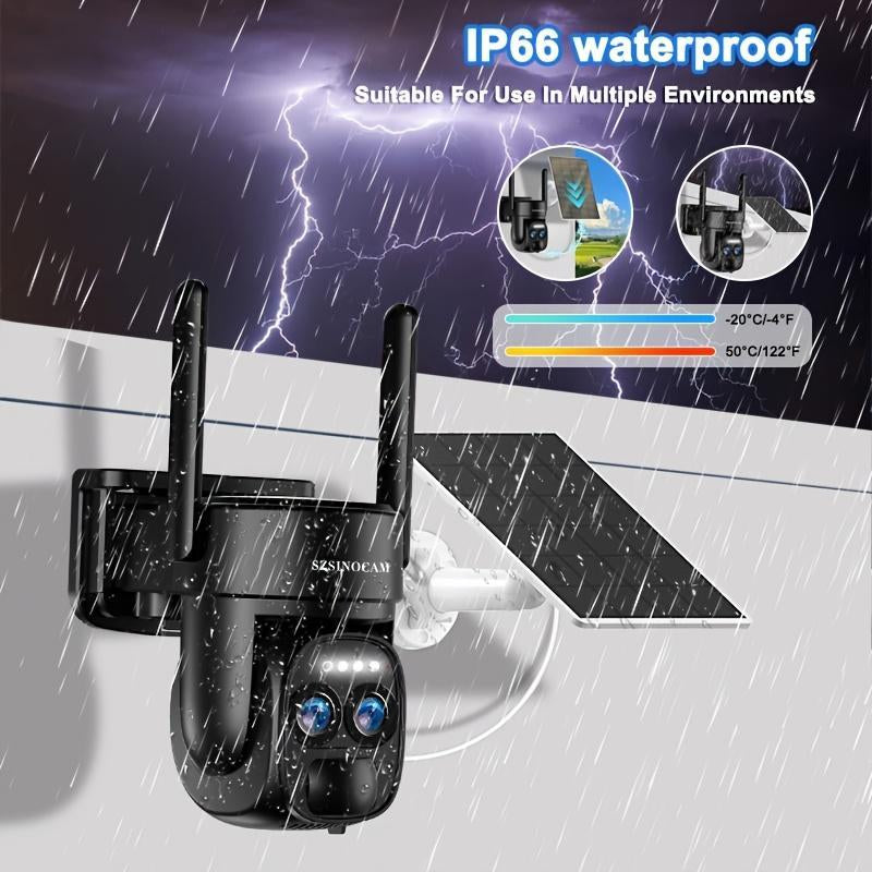 Solar Security Camera Wireless Outdoor, 4K 2.4GHz WiFi PTZ Camera Battery Powered
