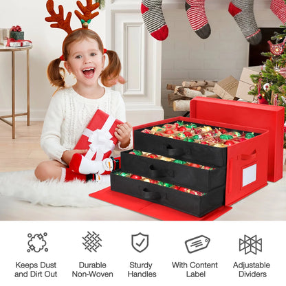 Premium Large Christmas Ornament Storage Box 