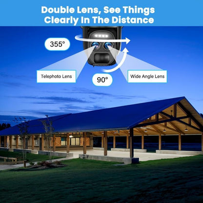 Solar Security Camera Wireless Outdoor, 4K 2.4GHz WiFi PTZ Camera Battery Powered