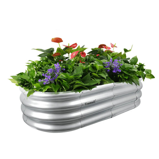 Tramull Oval Metal Planter Box - Ideal for Vegetables and Effortless DIY Assembly for Your Gardening Journey