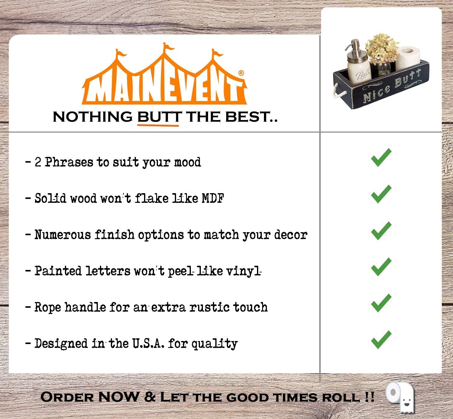 Refined Rustic Bathroom Caddy – Decorative & Functional Storage