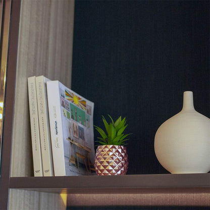 Artificial Succulent Pineapple Decorative Planter - Faux Pineapple Accent for Home, Office, and Kitchen (Rose Gold)