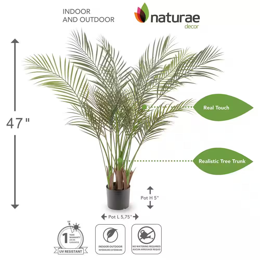 Lifelike 47" Areca Palm – Faux Plant for Home or Patio