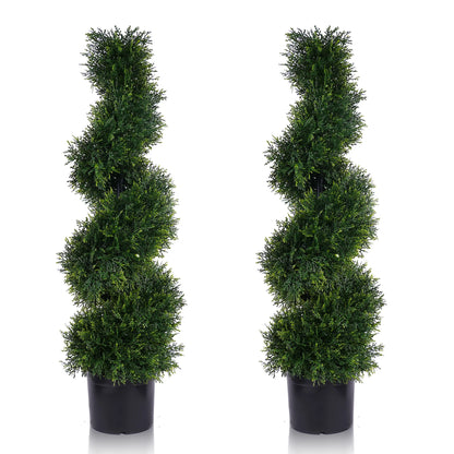 Set of 2 Spiral Topiary Cypress Trees – 3FT Indoor/Outdoor
