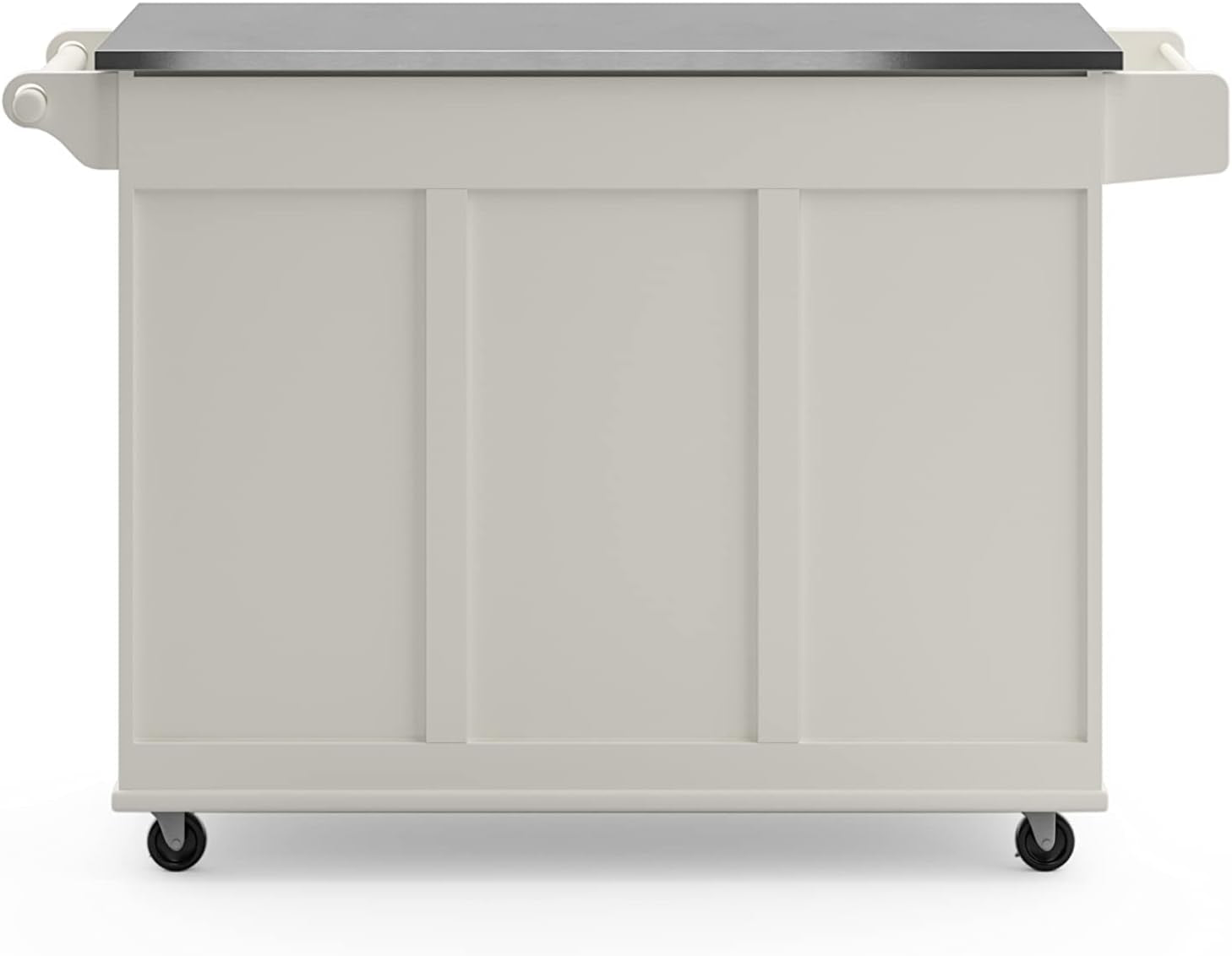 Dolly Madison 54-Inch Rolling Mobile Kitchen Island with Storage and Towel Rack in Off White